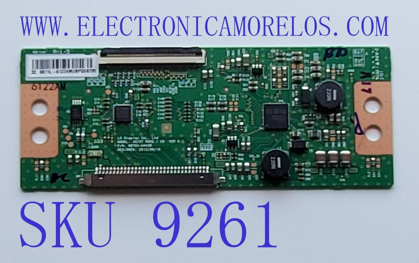 T-CON PARA TV HKPRO / NUMERO DE PARTE 6871L-6122A / 6870C-0442B / 32/37 ROW2.1 HD VER 0.1 / 6122A / PANEL K320WDD1B / DISPLAY LC320DXQ (SM)(A8) / MODELOS HKP32R01 / SI32RF / 100012589 (32'' PULGADAS)